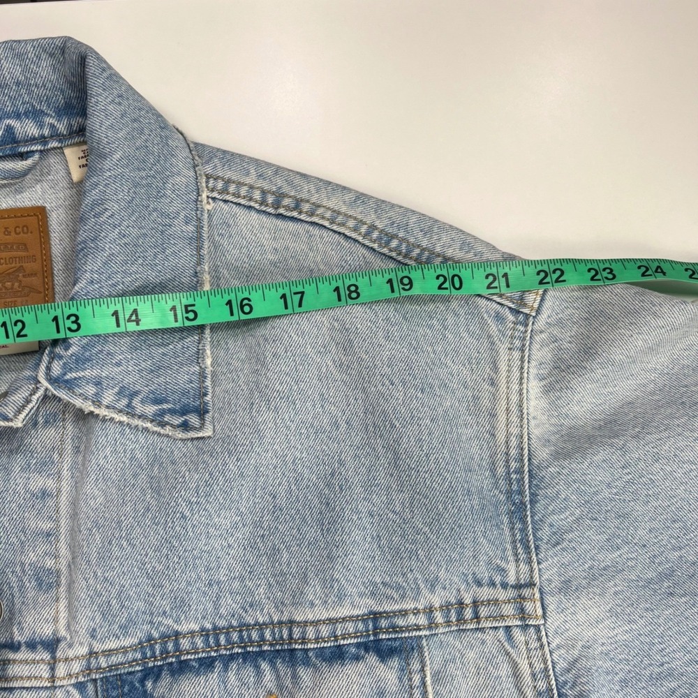 Levi's Premium 90's Trucker Jacket Womens M Fresh As A Daisy Patchwork Jean Coat - Picture 10 of 16